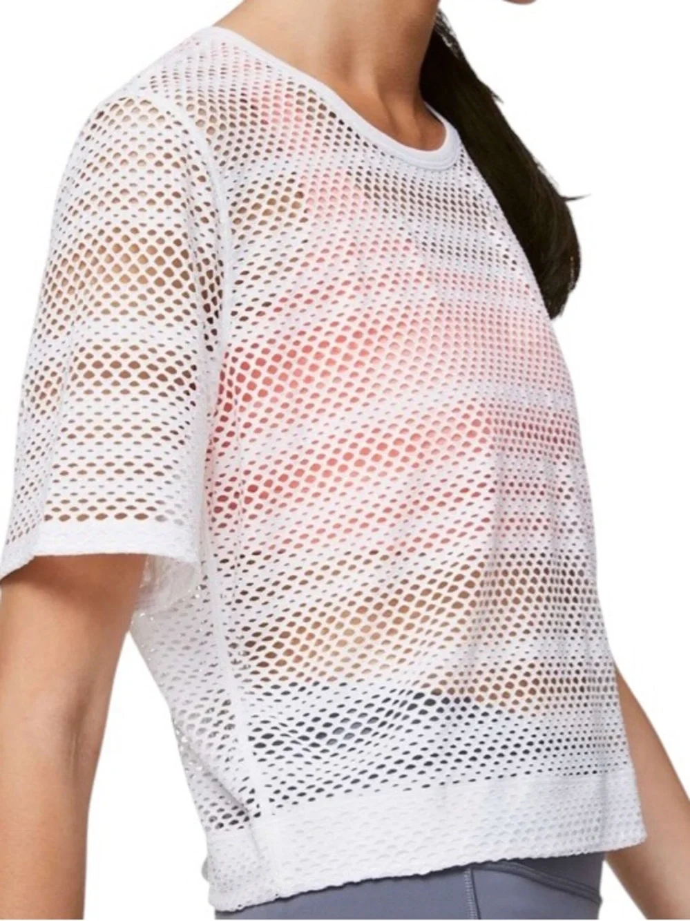 Lululemon Sweat Your Heart Out Short Sleeve Cropped White Fits Like Small